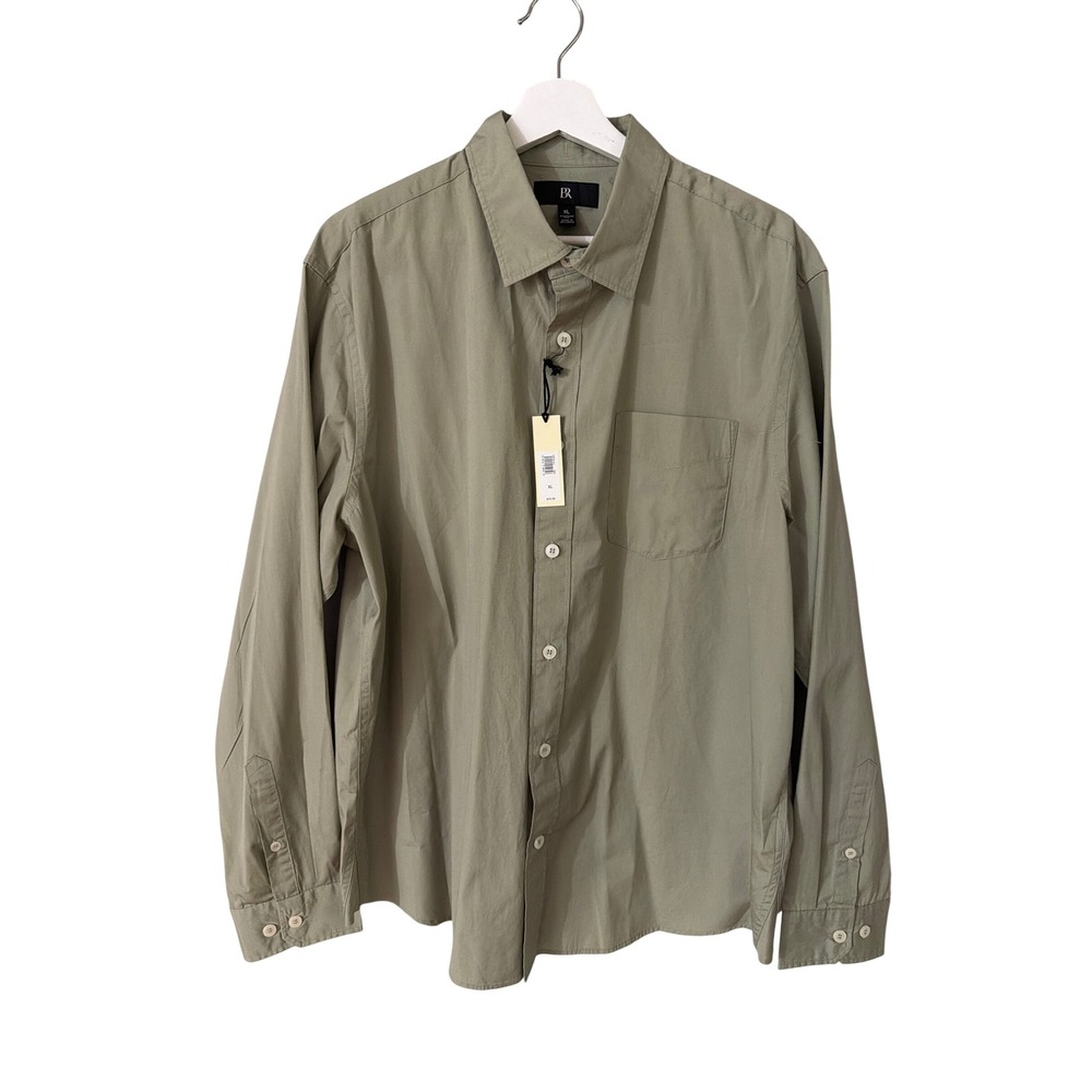 Banana Republic Mens XL Olive Green Cotton Poplin Standard Fit Button Down Shirt